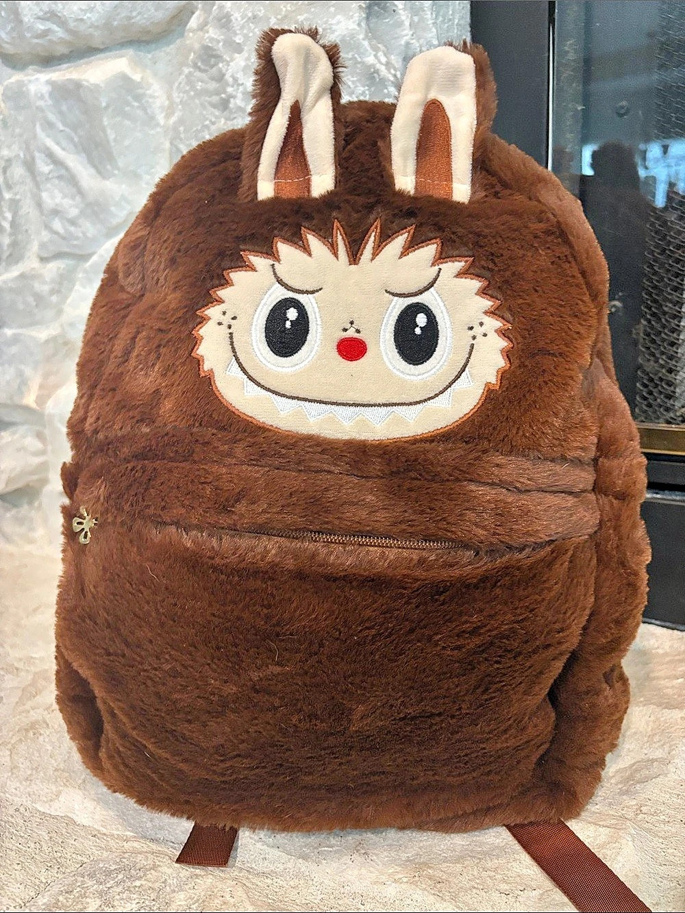 Pop Mart The Monsters Labubu Classic Bag Series Fleece Backpack Brown Plush